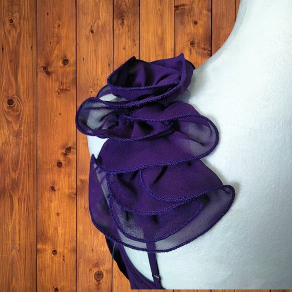 BEE DARLIN Women's Juniors Size 5/6 Purple One Shoulder Frilly Formal Dress NEW - Picture 5 of 9